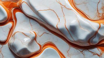 marble texture in natural patterned for background and design, white and orange waves photo