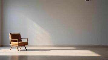 Mockup of a modern minimalist house with an accent chair on a wall background. Flat lay, copy space photo