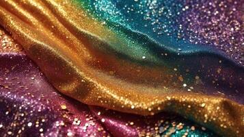 Festive twinkle glitters background, abstract sparkle backdrop. glittering sparks with glow effect photo