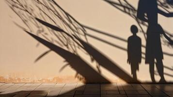 Grunge rough concrete wall with tree shadows on asphalt. Background for copy space. photo