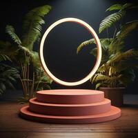 Minimal art background with copy space for cosmetics product presentation, 3D podium, copy space photo