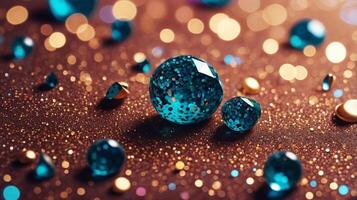 Festive twinkle glitters background, abstract sparkle backdrop. glittering sparks with glow effect photo