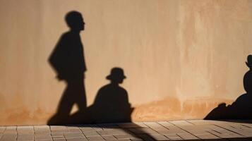Grunge rough concrete wall with tree shadows on asphalt. Background for copy space. photo