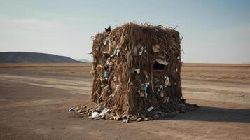 Trash for recycle and reduce ecology environment, global environment pollution concept, copy space photo