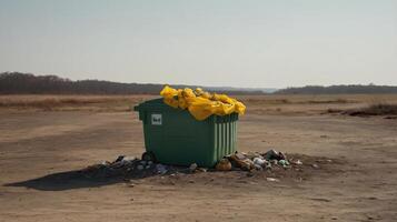 Trash for recycle and reduce ecology environment, global environment pollution concept, copy space photo