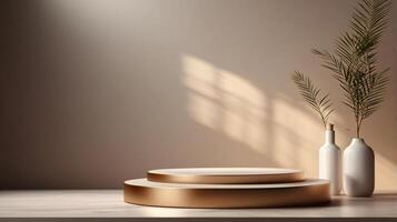 Minimal art background with copy space for cosmetics product presentation, 3D podium, copy space photo