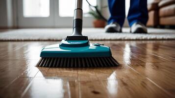 cleaning process with a mopcleaner close-up. space for text, copy space, service, Labor Day photo