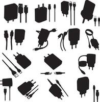 various types of power adapters and chargers vector