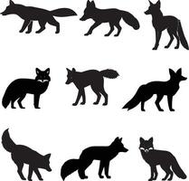 fox silhouette set vector