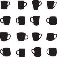 a collection of coffee cups and mugs vector