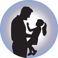 a silhouette of a man holding a child in his arms vector