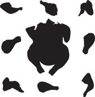 a chicken silhouette is shown in a circle vector