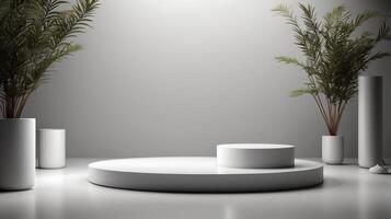Minimal art background with copy space for cosmetics product presentation, 3D podium, copy space photo