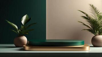Minimal art background with copy space for cosmetics product presentation, 3D podium, copy space photo