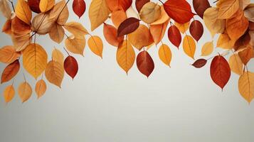 Branches of colorful autumn leaves isolated on a white background. Copy space photo