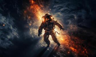 an astronaut and their team exploring mysterious and adventurous locations in space, embarking on a cosmic journey to uncover the wonders and mysteries of the universe.Generated image photo