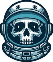 Astronaut skull head hand drawn illustrations vector