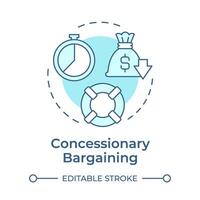 Concessionary bargaining soft blue concept icon. Workflow organization, working process. Round shape line illustration. Abstract idea. Graphic design. Easy to use in infographic, presentation vector