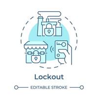 Lockout soft blue concept icon. Work stoppage, industry production. Denied access. Round shape line illustration. Abstract idea. Graphic design. Easy to use in infographic, presentation vector