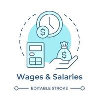 Wages and salaries soft blue concept icon. Payment practice, work hours. Compensation calculation. Round shape line illustration. Abstract idea. Graphic design. Easy to use in infographic vector