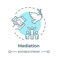 Mediation soft blue concept icon. Dispute resolution, teamwork hands. Agreement finalization. Round shape line illustration. Abstract idea. Graphic design. Easy to use in infographic, presentation vector