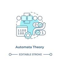 Automata theory soft blue concept icon. Binary numbers. Algorithm. Theoretical computer science. Round shape line illustration. Abstract idea. Graphic design. Easy to use in article vector