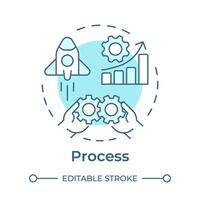 Process soft blue concept icon. PPT framework. Project management. Business strategy. Automation. Round shape line illustration. Abstract idea. Graphic design. Easy to use in article vector
