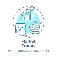 Market trends soft blue concept icon. Assortment planning. Retail industry. Marketing strategy. Round shape line illustration. Abstract idea. Graphic design. Easy to use in blog post vector