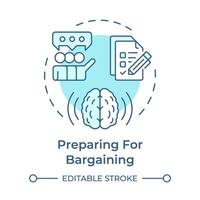Preparing for bargaining soft blue concept icon. Labor union, employment policies. Round shape line illustration. Abstract idea. Graphic design. Easy to use in infographic, presentation vector
