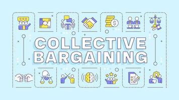 Collective bargaining blue word concept. Working conditions, labor rights. Workers association. Typography banner. Illustrationwith title text, editable icons color vector