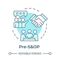 Pre-SOP soft blue concept icon. Business meeting and negotiations. Decision making. Team building. Round shape line illustration. Abstract idea. Graphic design. Easy to use article vector