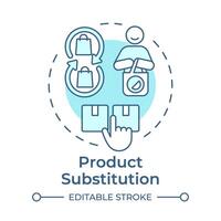 Product substitution soft blue concept icon. Replace goods with alternative ones. Retail strategy. Assortment. Round shape line illustration. Abstract idea. Graphic design. Easy to use in blog post vector