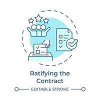 Ratifying the contract soft blue concept icon. Task accomplishment, todo list. Round shape line illustration. Abstract idea. Graphic design. Easy to use in infographic, presentation vector