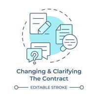 Changing and clarifying the contract soft blue concept icon. Employment terms, agreement negotiation. Round shape line illustration. Abstract idea. Graphic design. Easy to use in infographic vector
