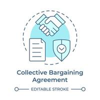Collective bargaining agreement soft blue concept icon. Employee rights, teamwork hands. Round shape line illustration. Abstract idea. Graphic design. Easy to use in infographic, presentation vector