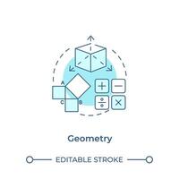 Geometry soft blue concept icon. School subject. Mathematical operations. Geometric shapes. Educational concept. Round shape line illustration. Abstract idea. Graphic design. Easy to use in article vector