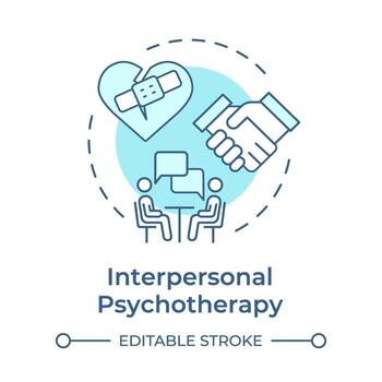 Interpersonal psychotherapy soft blue concept icon. Mood disorder, interpreting emotions. Round shape line illustration. Abstract idea. Graphic design. Easy to use in infographic, presentation vector