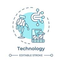 Technology soft blue concept icon. PPT framework. Business solutions. Manufacturing and production line. Round shape line illustration. Abstract idea. Graphic design. Easy to use in article vector