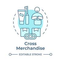 Cross merchandise soft blue concept icon. Complementary product. Additional purchase. Boost sales. Round shape line illustration. Abstract idea. Graphic design. Easy to use in blog post vector
