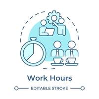 Work hours soft blue concept icon. Working process. Time management, productivity. Round shape line illustration. Abstract idea. Graphic design. Easy to use in infographic, presentation vector
