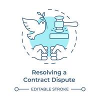 Resolving contract dispute soft blue concept icon. Regulatory compliance, negotiation. Round shape line illustration. Abstract idea. Graphic design. Easy to use in infographic, presentation vector