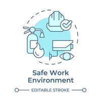 Safe work environment soft blue concept icon. Business surveillance system. Safety equipment. Round shape line illustration. Abstract idea. Graphic design. Easy to use in infographic, presentation vector