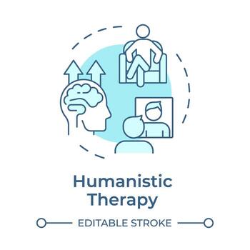 Humanistic therapy soft blue concept icon. Self actualization, personal development. Round shape line illustration. Abstract idea. Graphic design. Easy to use in infographic, presentation vector