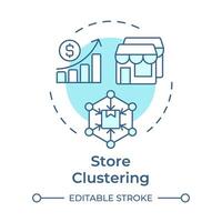 Store clustering soft blue concept icon. Divide stores into segments. Retail strategy. Marketing. Round shape line illustration. Abstract idea. Graphic design. Easy to use in presentation vector