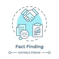 Fact finding soft blue concept icon. Statistical report, chart. Market level, finance documentation. Round shape line illustration. Abstract idea. Graphic design. Easy to use in infographic vector