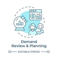 Demand review and planning soft blue concept icon. Data analytics. Sales forecasting. Cycle of sop process. Round shape line illustration. Abstract idea. Graphic design. Easy to use article vector