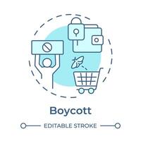 Boycott soft blue concept icon. Labor grievance, prohibited sign. Workers rights. Round shape line illustration. Abstract idea. Graphic design. Easy to use in infographic, presentation vector