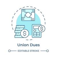 Union dues soft blue concept icon. Payment practice, salary. Financial profit, income. Round shape line illustration. Abstract idea. Graphic design. Easy to use in infographic, presentation vector