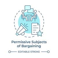 Permissive subjects of bargaining soft blue concept icon. Working conditions, employment. Round shape line illustration. Abstract idea. Graphic design. Easy to use in infographic, presentation vector