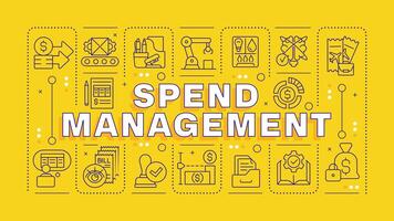 Spend management word concept isolated on white. Business spendings, borrowing. Expenses documentation. Creative illustration banner surrounded by editable line colorful icons vector